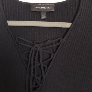 Ribbed tie neck sweater